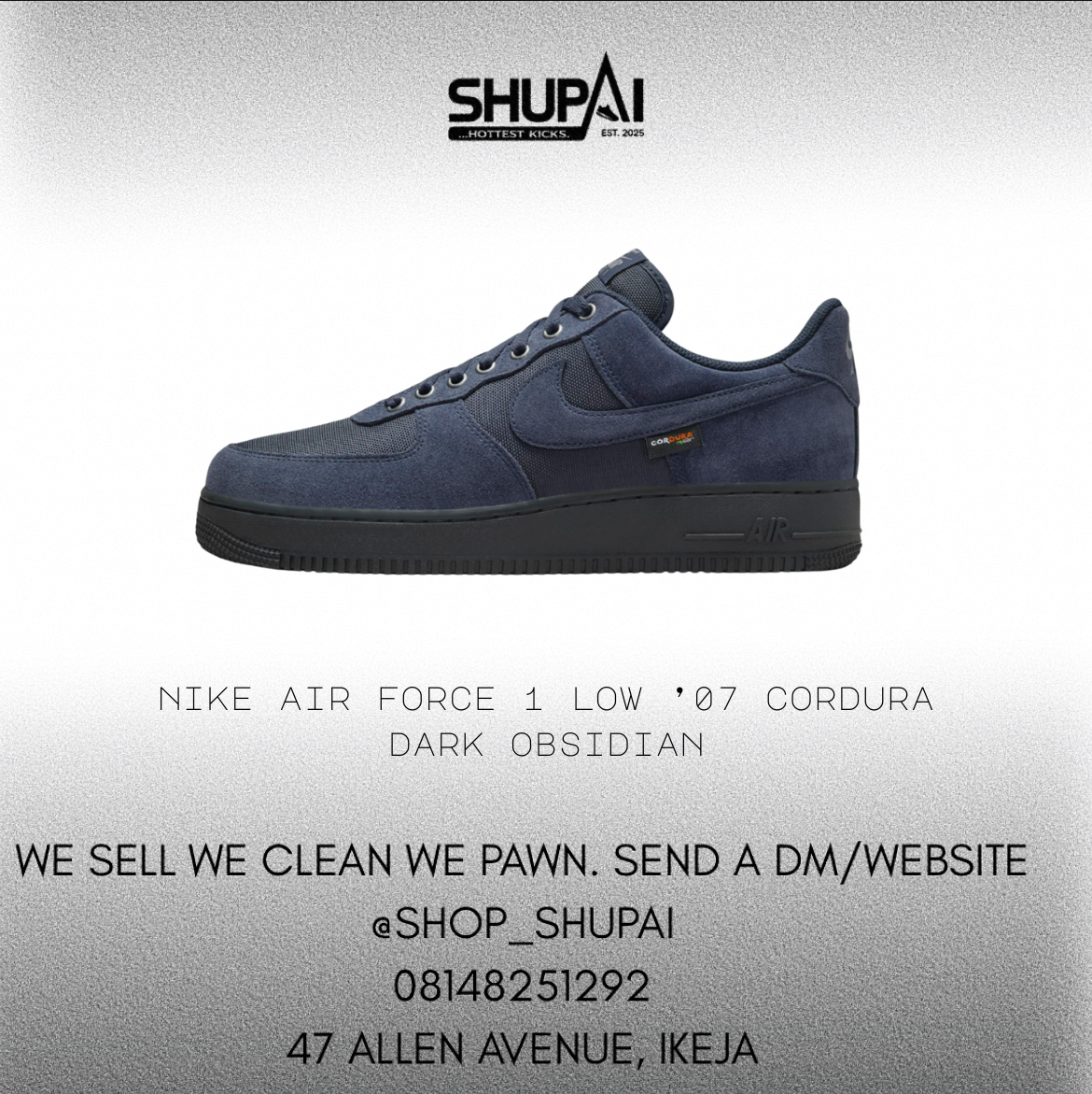 Nike Air Force 1 Low ’07 Cordura Dark Obsidian