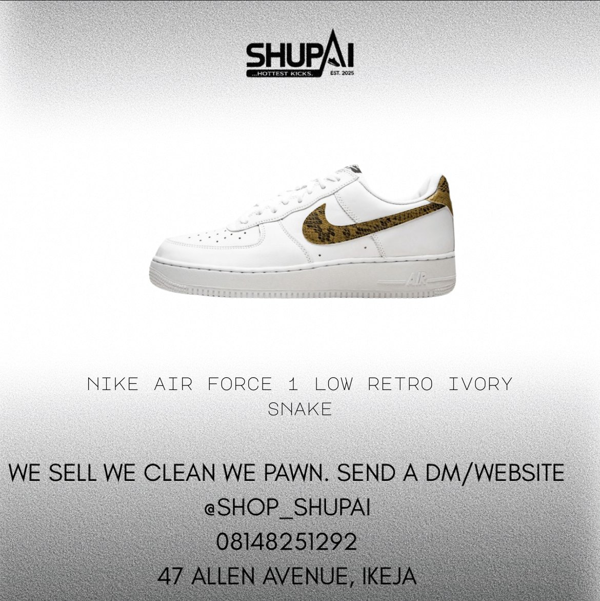 Nike Air Force 1 Low Retro Ivory Snake