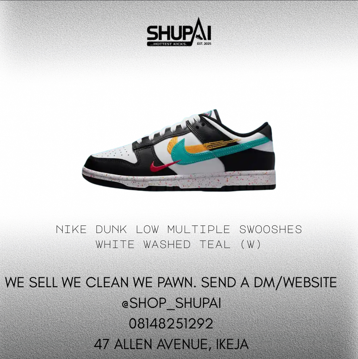 Nike Dunk Low Multiple Swooshes White Washed Teal (w)