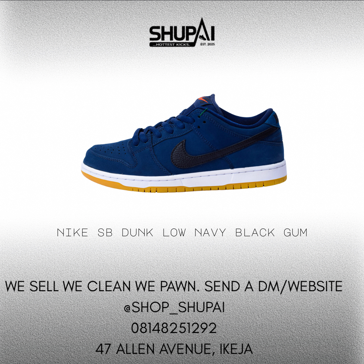 Nike SB Dunk Low Navy Black Gum